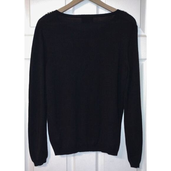 Women's iJeans by Buffalo Black Pull-Over Sweater with Beaded Neckline (Size Lg) - Picture 2 of 7